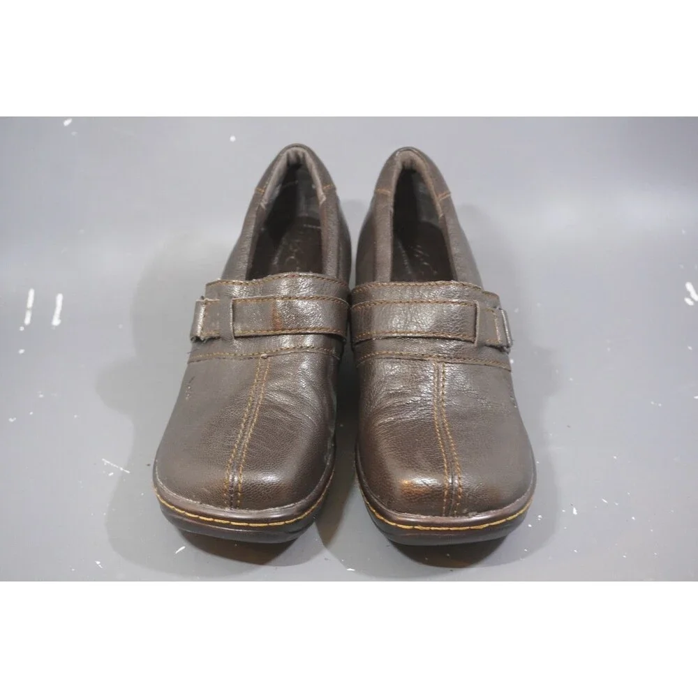 b.o.c. Born Leather Laurium Leather Monk Strap Shoes Clogs Womens 7 Brown